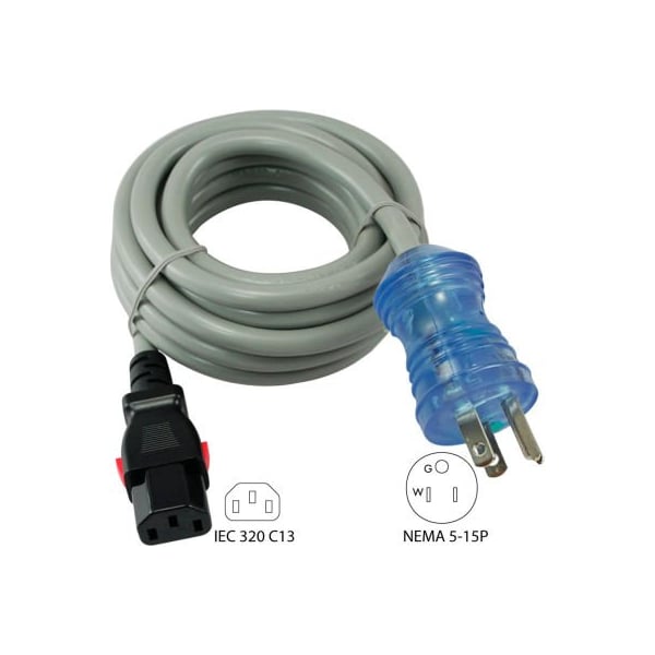 Conntek 27170, 8', 13-Amp, 16/3 SJTW Hospital/Medical Grade Cord with Push Lock IEC C13 27170 - main